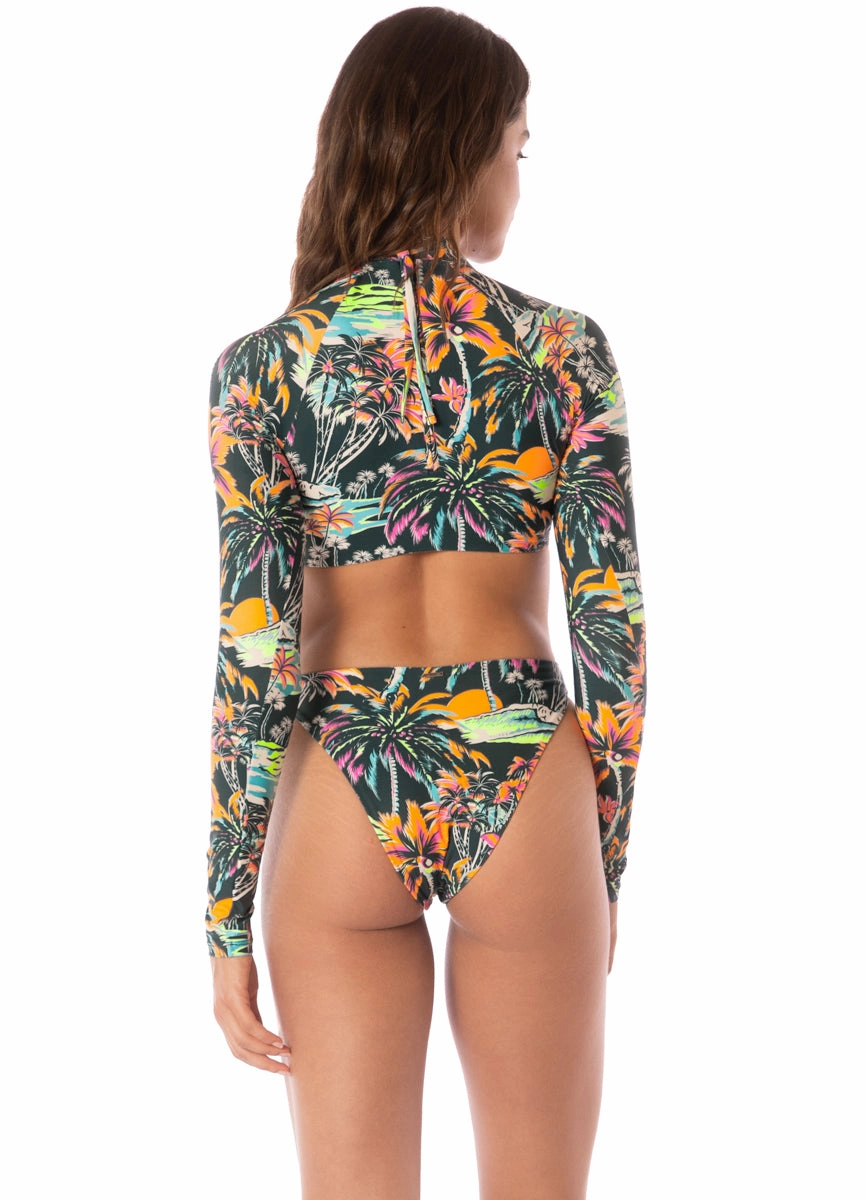 Maaji Funky Fiesta Verbena Long Sleeve Crop Top Bikini Top