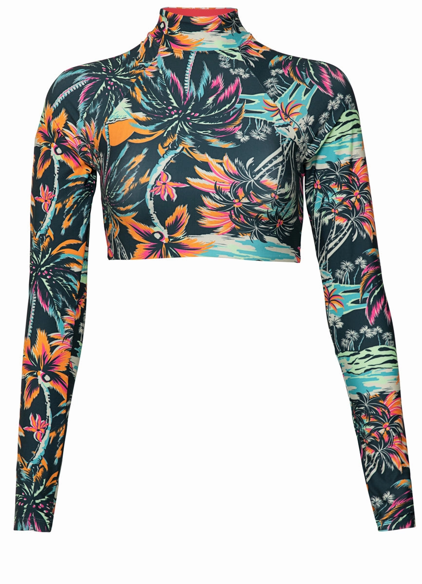 Maaji Funky Fiesta Verbena Long Sleeve Crop Top Bikini Top