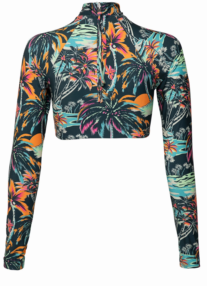 Maaji Funky Fiesta Verbena Long Sleeve Crop Top Bikini Top