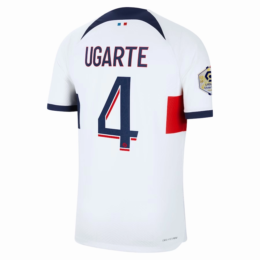 Nike Paris Saint-Germain Authentic Manuel Ugarte Match Vaporknit Away Jersey w/ Ligue 1 Patch 23/24 (White/Midnight Navy)