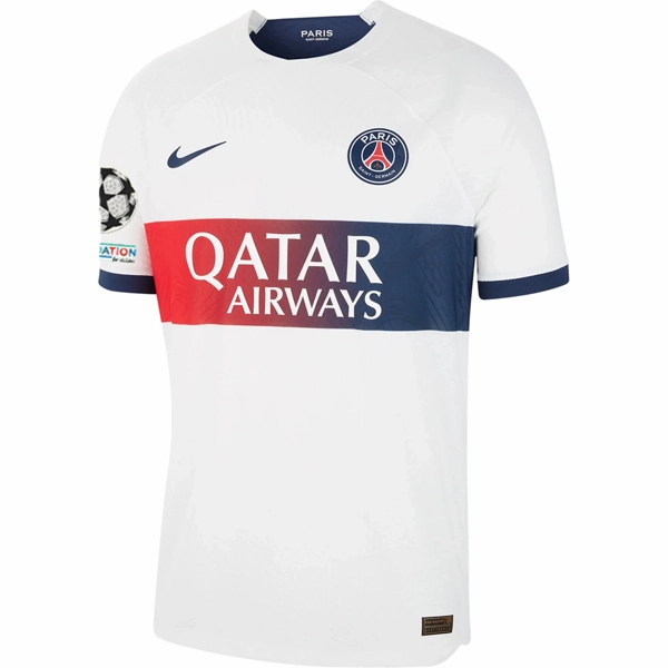 Nike Paris Saint-Germain Authentic Ousmane Dembele Match Vaporknit Away Jersey w/ Champions League Patches 23/24 (White/Midnight Navy)
