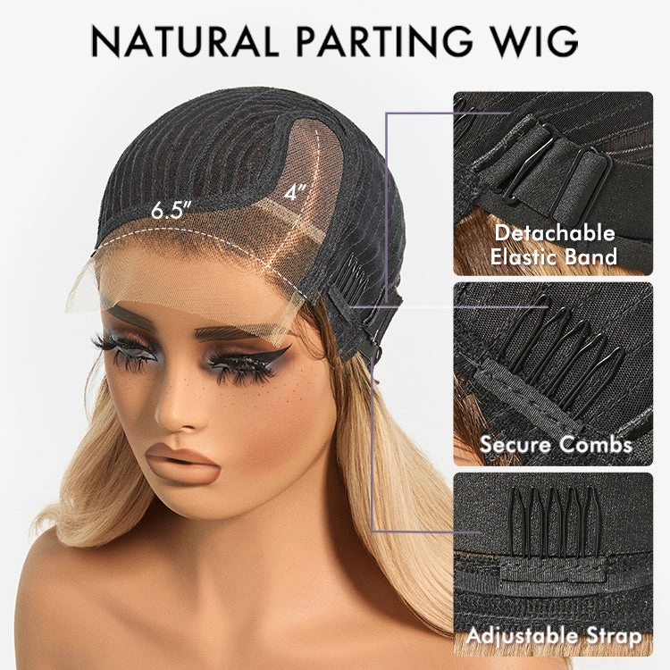 Ombre Blonde Blow Out Layered Cut Wavy Glueless HD Minimalist Lace Wig