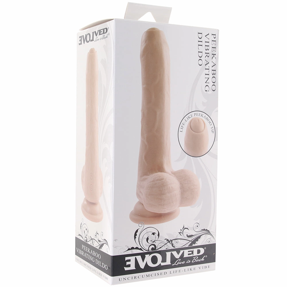 Peek A Boo 8 Inch Vibrating Dildo in Light