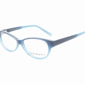 Primary Kid's Eyeglasses - Demo Lens Plastic Cat Eye Shape Full Rim Frame | Pk141 Blue