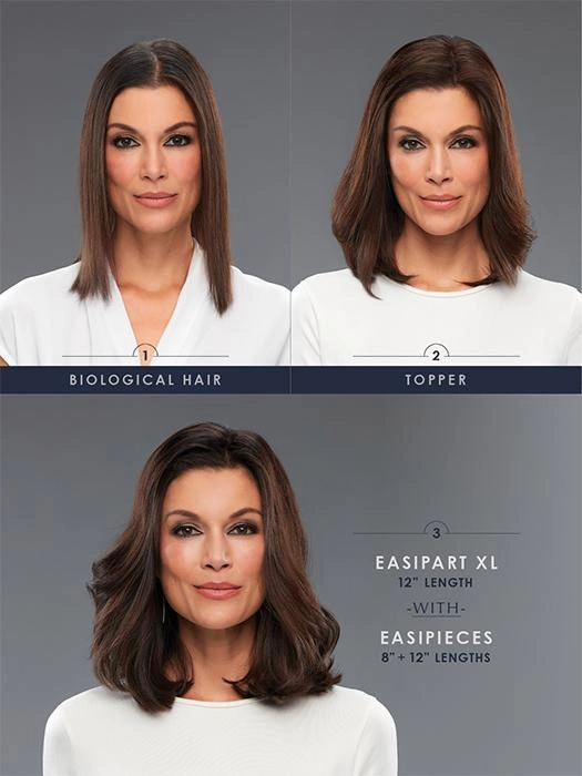Sale - EasiHair - EasiPieces 8'' L x 6" W (#781) - Human Hair - Color: 1B (Hot Fudge)