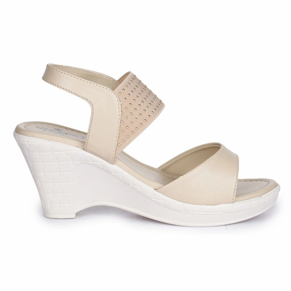 Senorita By Liberty D1-09 Fashion (Cream) Wedges Heel Sandal For Women