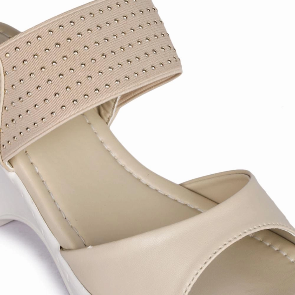 Senorita By Liberty D1-09 Fashion (Cream) Wedges Heel Sandal For Women