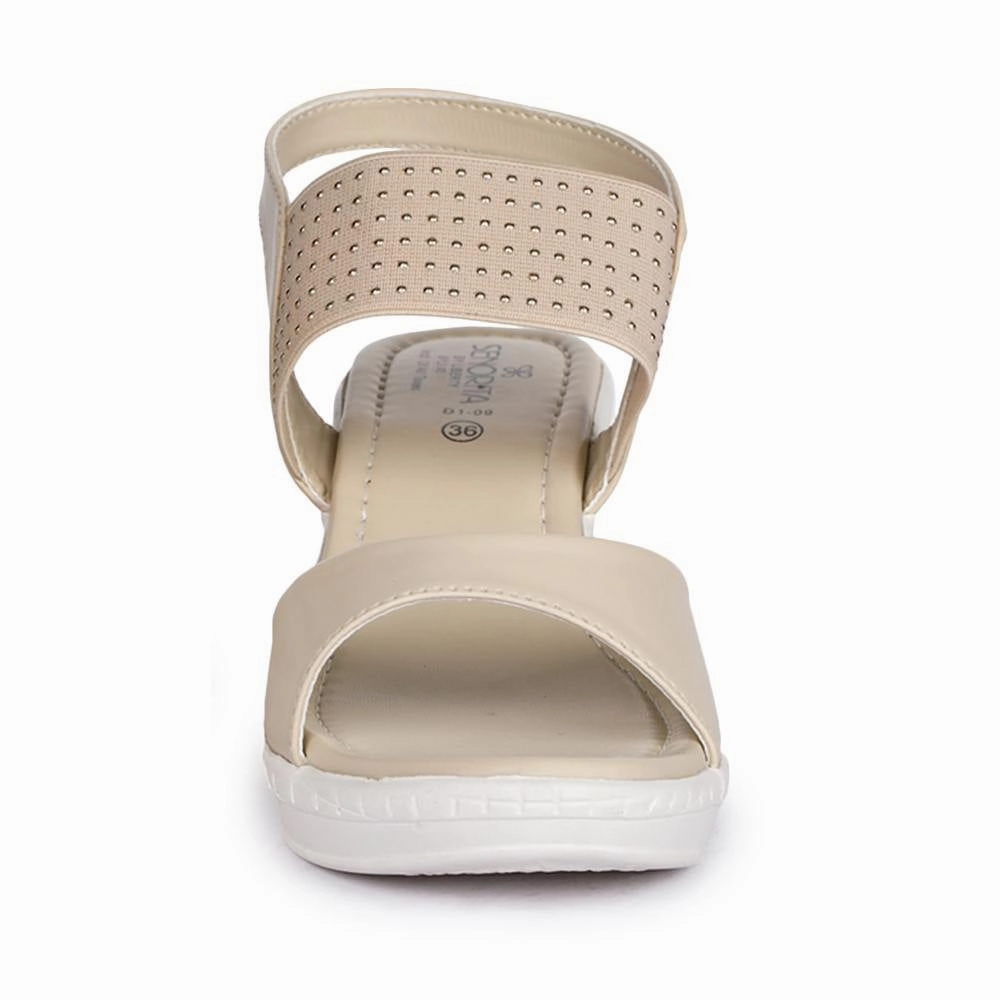 Senorita By Liberty D1-09 Fashion (Cream) Wedges Heel Sandal For Women
