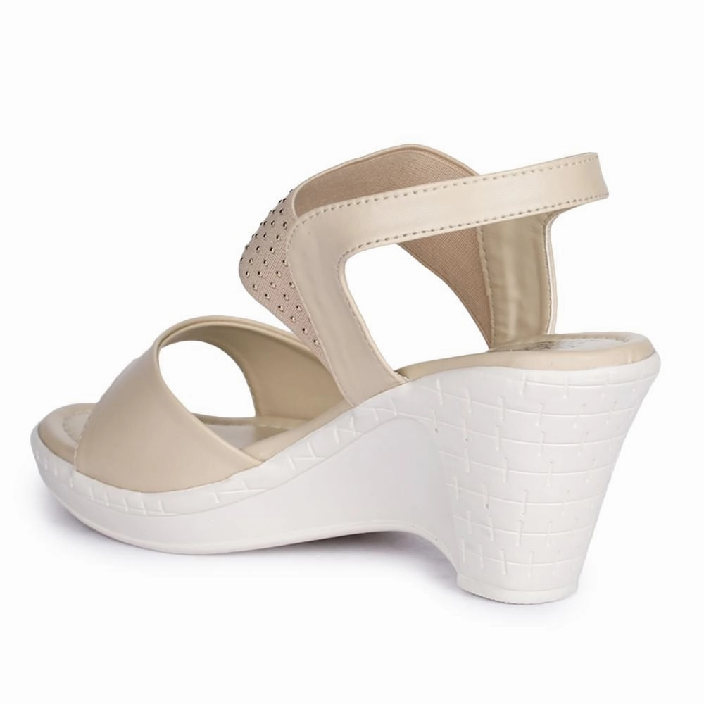 Senorita By Liberty D1-09 Fashion (Cream) Wedges Heel Sandal For Women