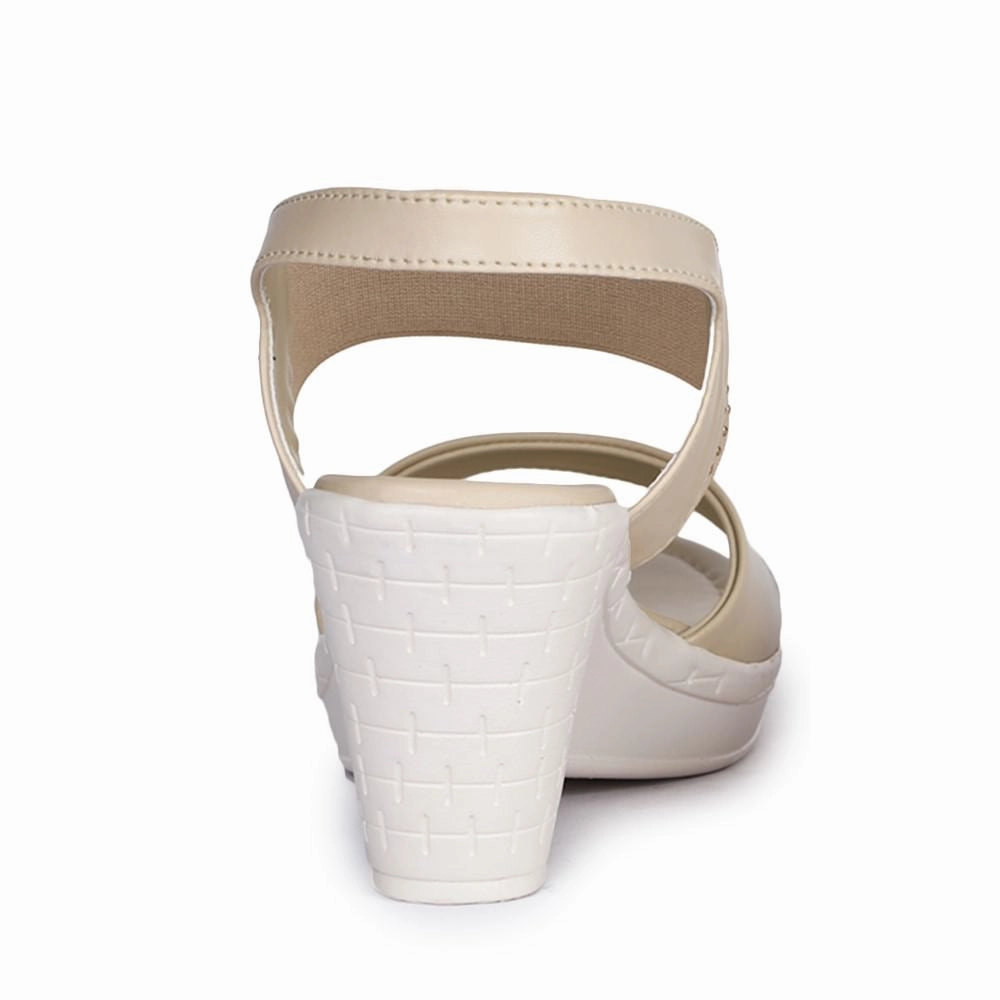 Senorita By Liberty D1-09 Fashion (Cream) Wedges Heel Sandal For Women