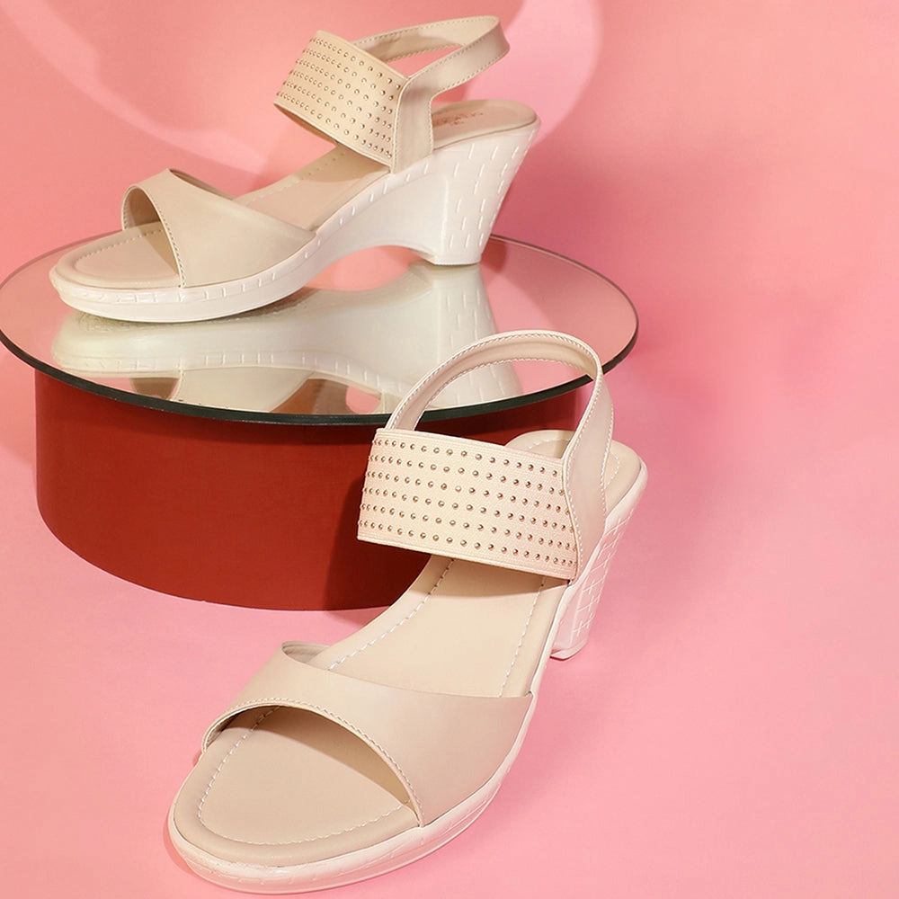 Senorita By Liberty D1-09 Fashion (Cream) Wedges Heel Sandal For Women