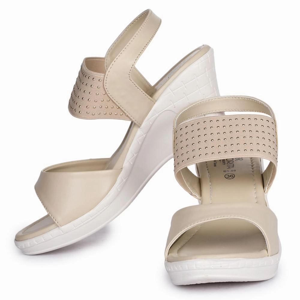Senorita By Liberty D1-09 Fashion (Cream) Wedges Heel Sandal For Women