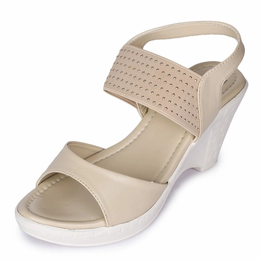 Senorita By Liberty D1-09 Fashion (Cream) Wedges Heel Sandal For Women
