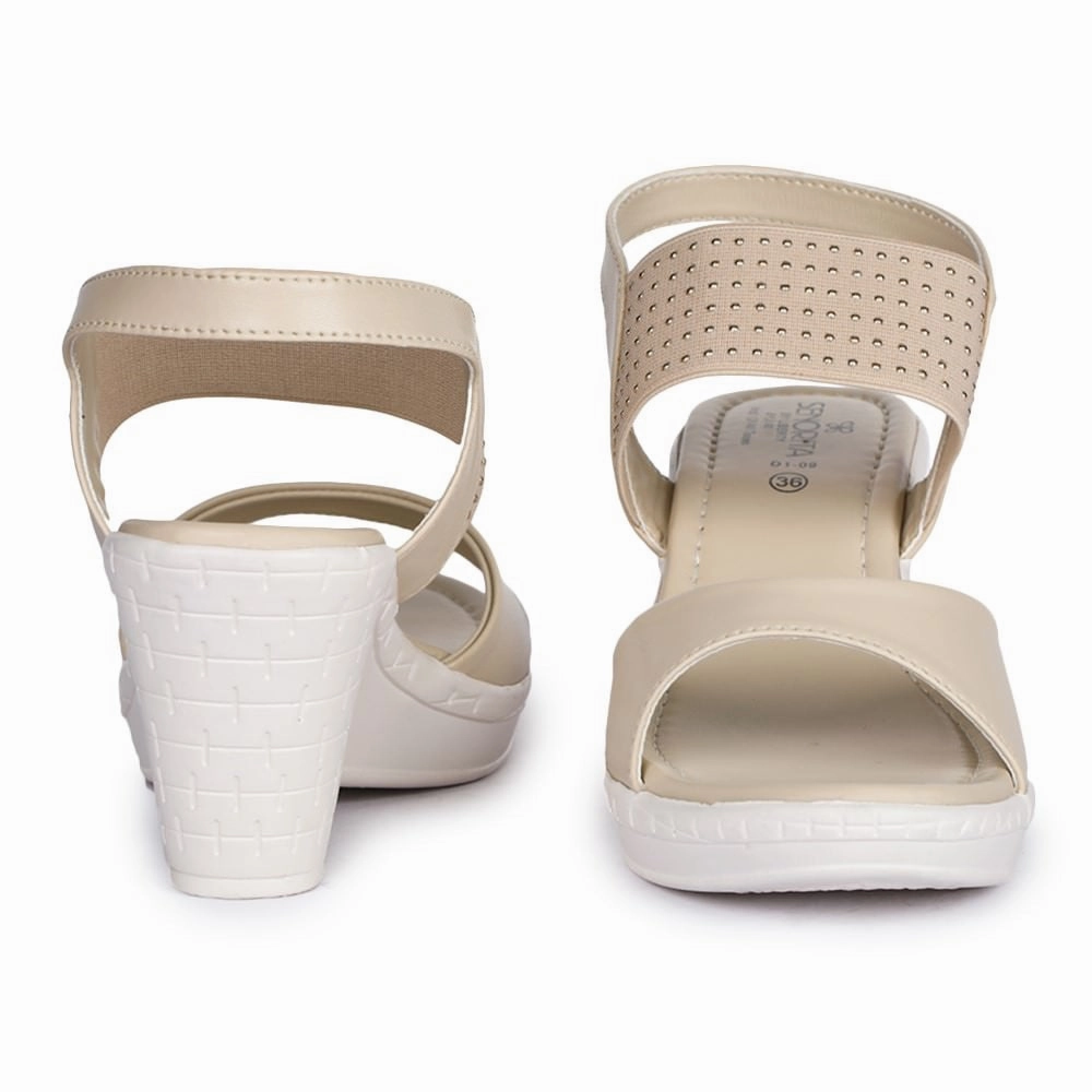Senorita By Liberty D1-09 Fashion (Cream) Wedges Heel Sandal For Women