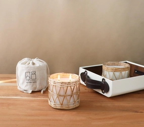 SNOW GLASS CANDLE - FENCE WEAVE