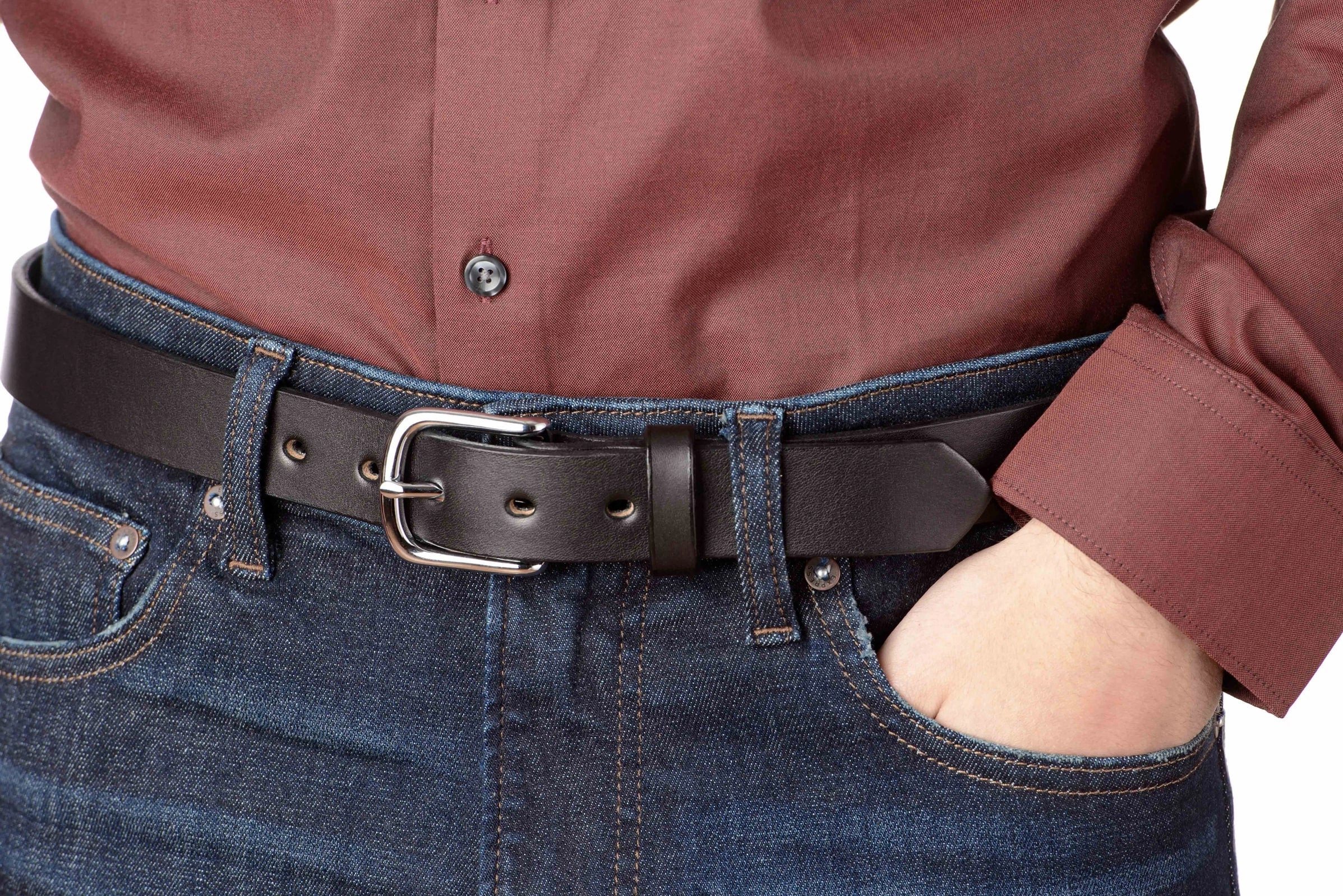 SPECIAL OFFER - The Colt: Black Non Stitched Leather Belt 1.25"