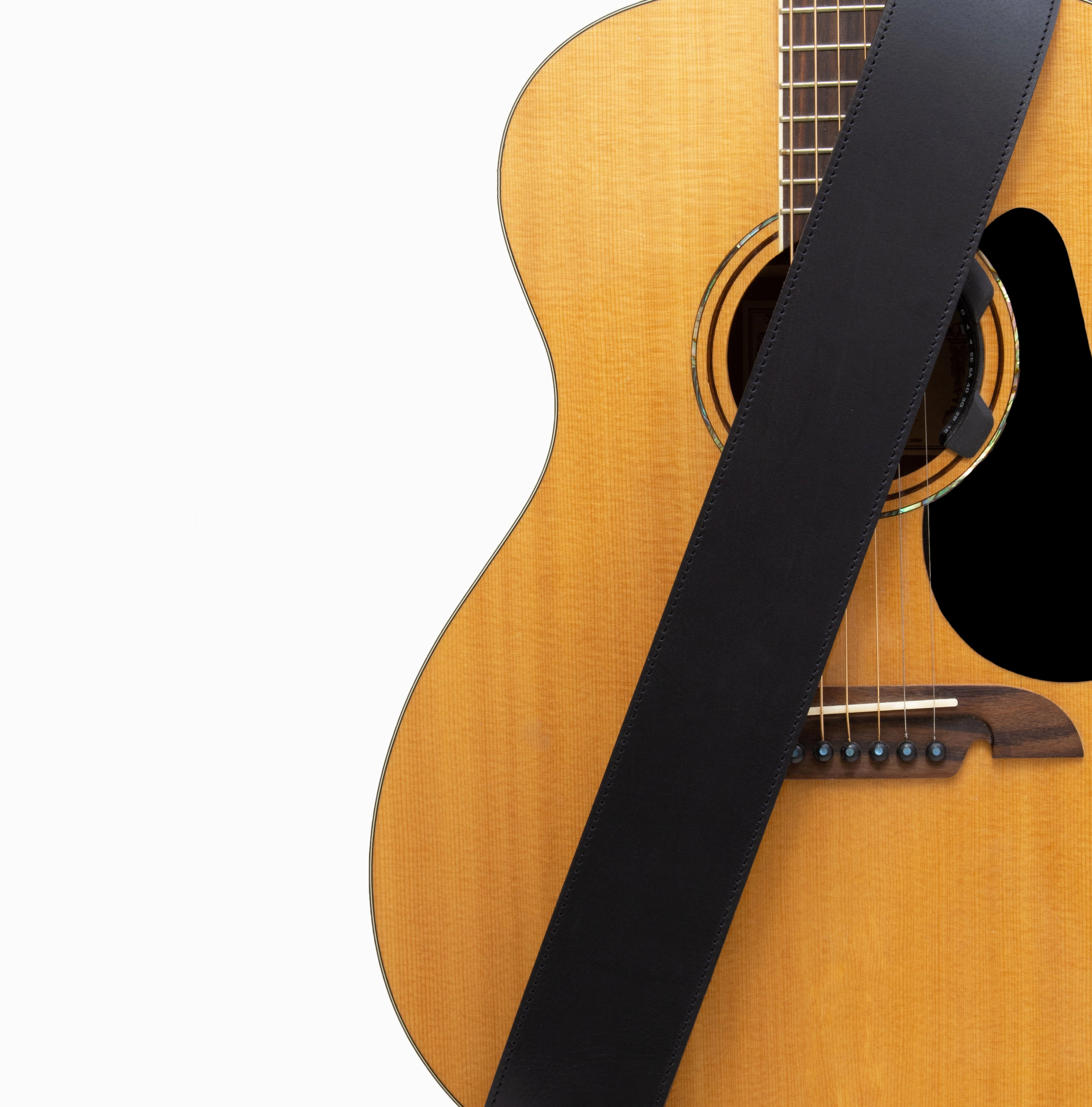 The Legend - Heavyweight Black Smooth Full Grain Leather Guitar Strap