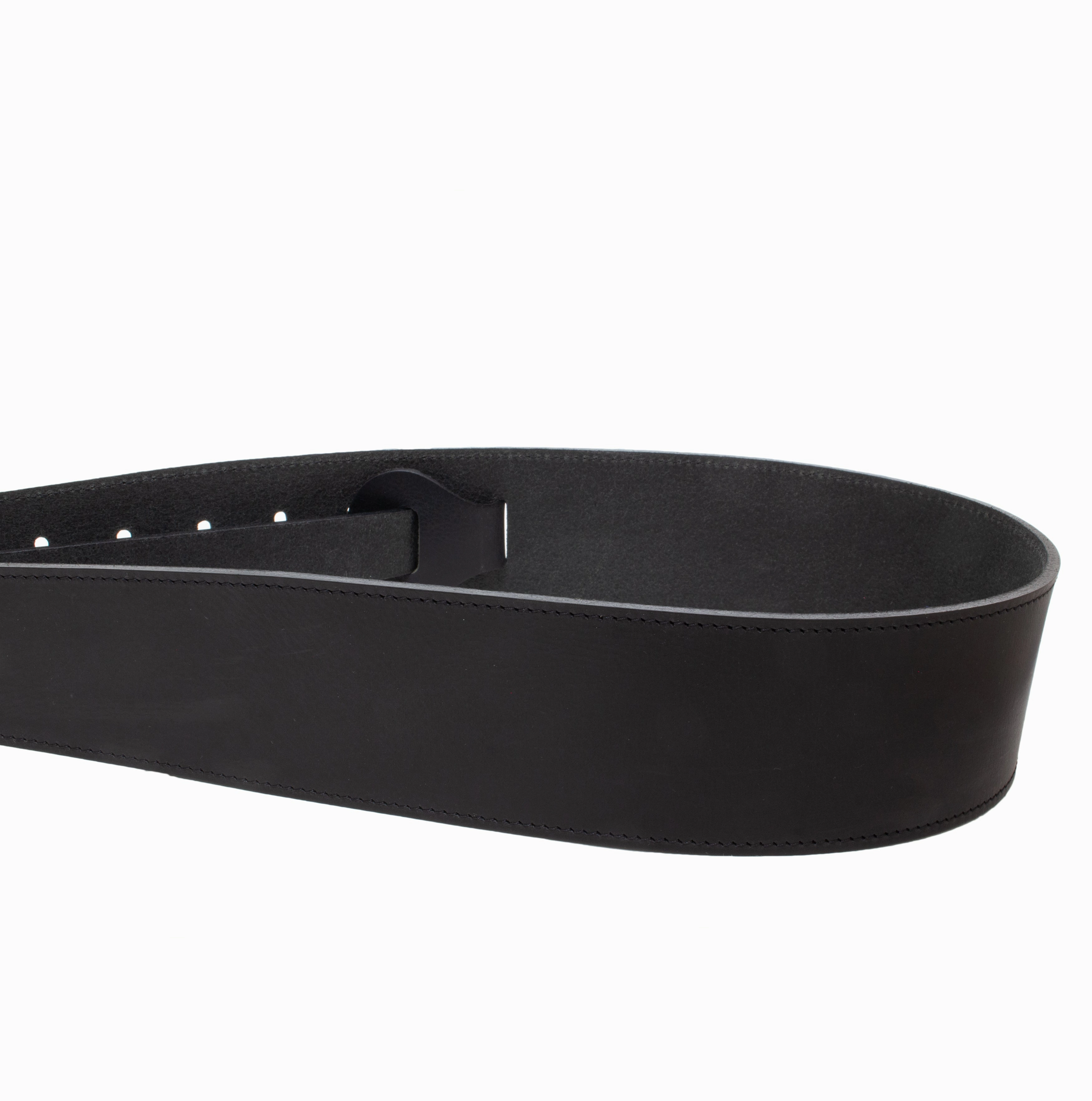 The Legend - Heavyweight Black Smooth Full Grain Leather Guitar Strap