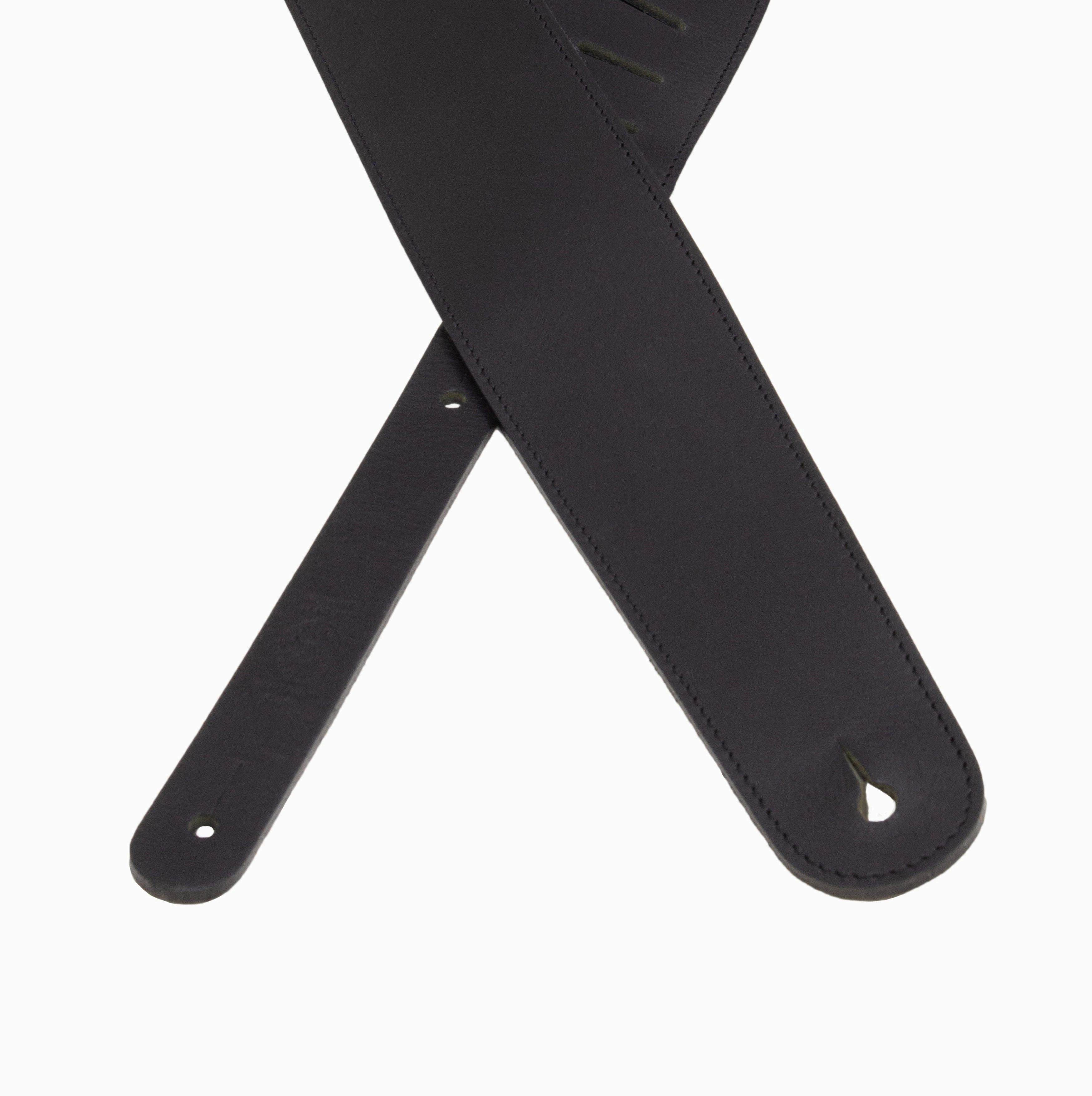 The Legend - Heavyweight Black Smooth Full Grain Leather Guitar Strap