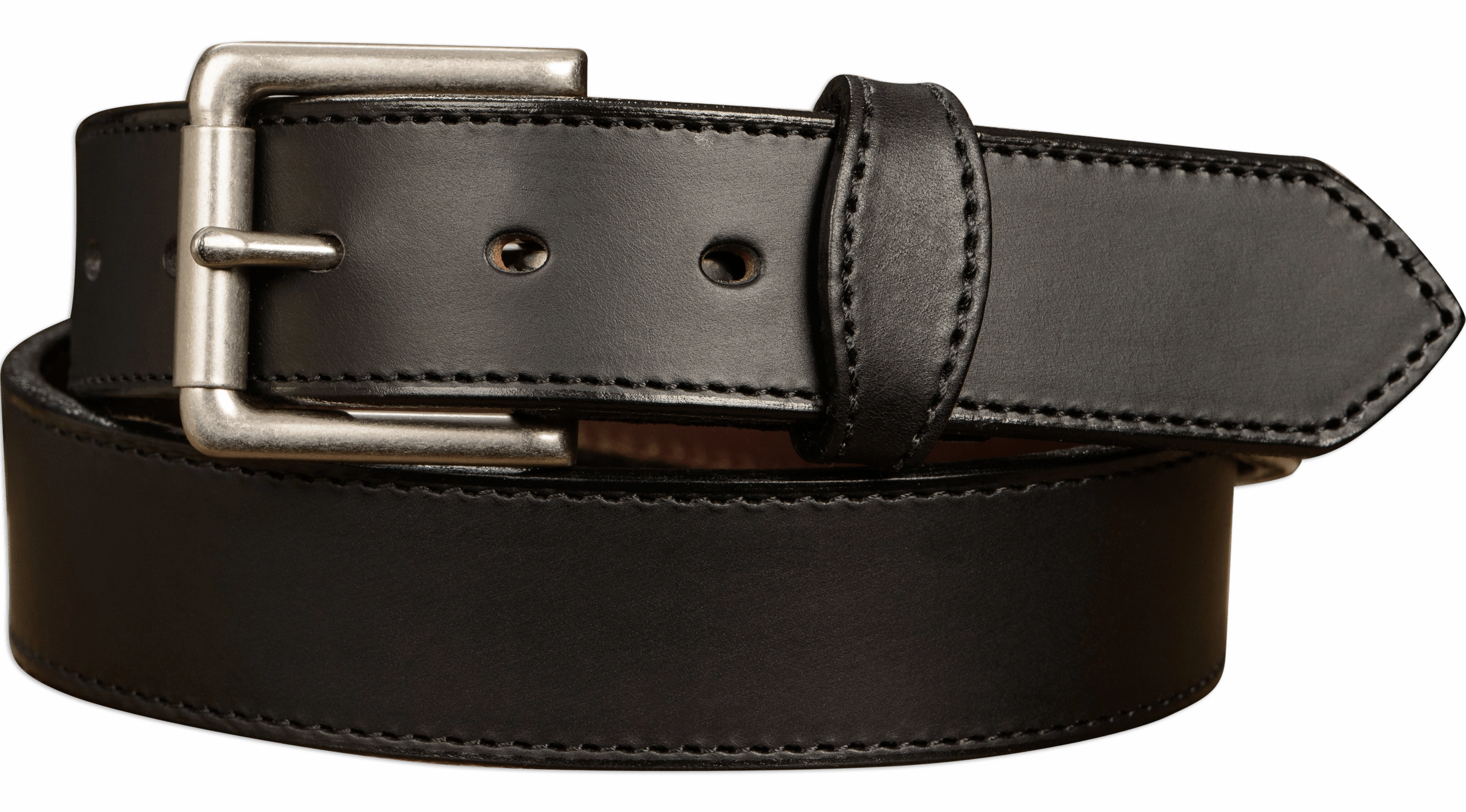 The Rockefeller: Black Stitched Oil Tanned With Scalloped Ends 1.50"