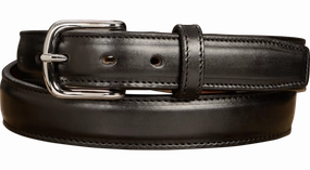 The Stallion: Black Stitched Italian Leather With Steel Core 1.25"