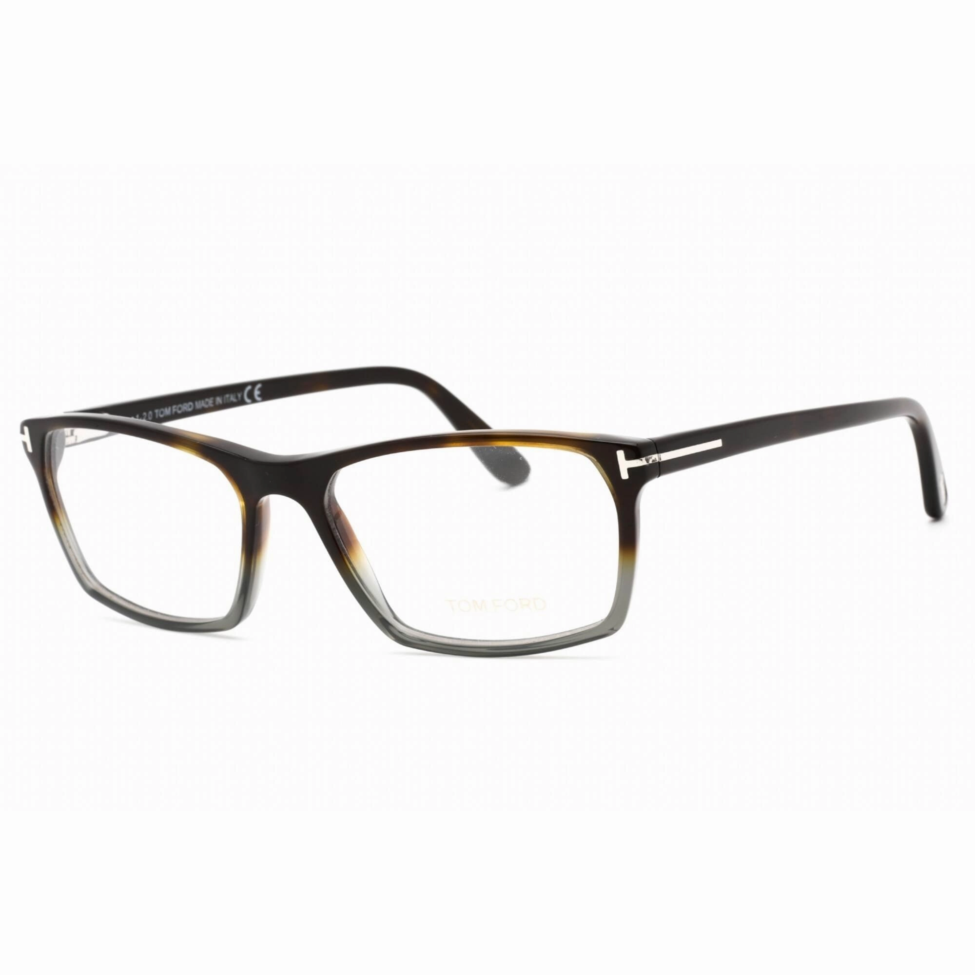 Tom Ford Men's Eyeglasses - Shiny Havana Grey Full Rim Rectangular Frame | FT5295 055