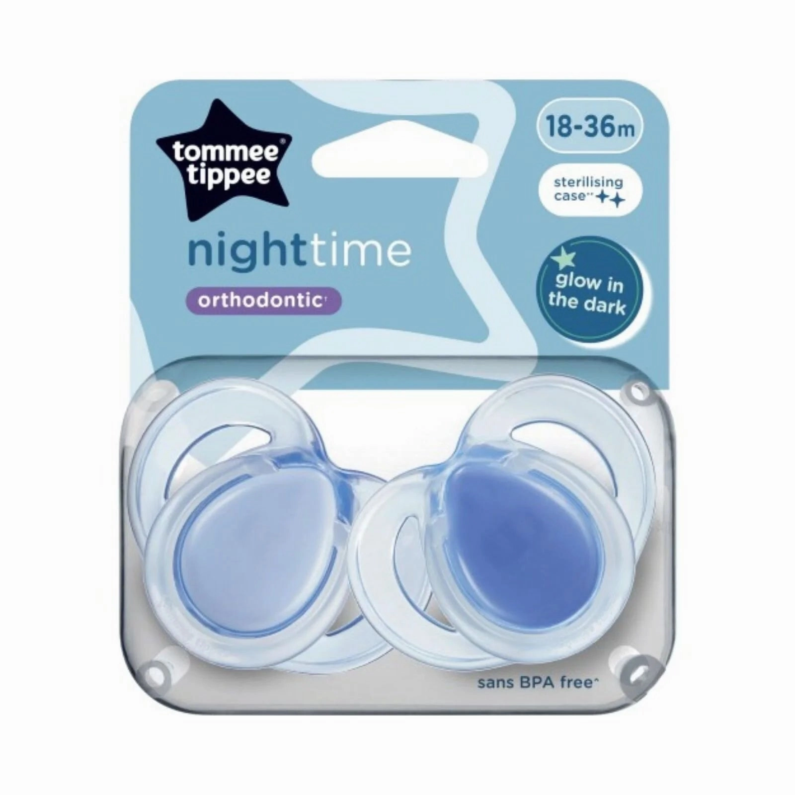 Tommee Tippee Closer to Nature Night Time Soother 18-36 months Pack of 2 Assorted