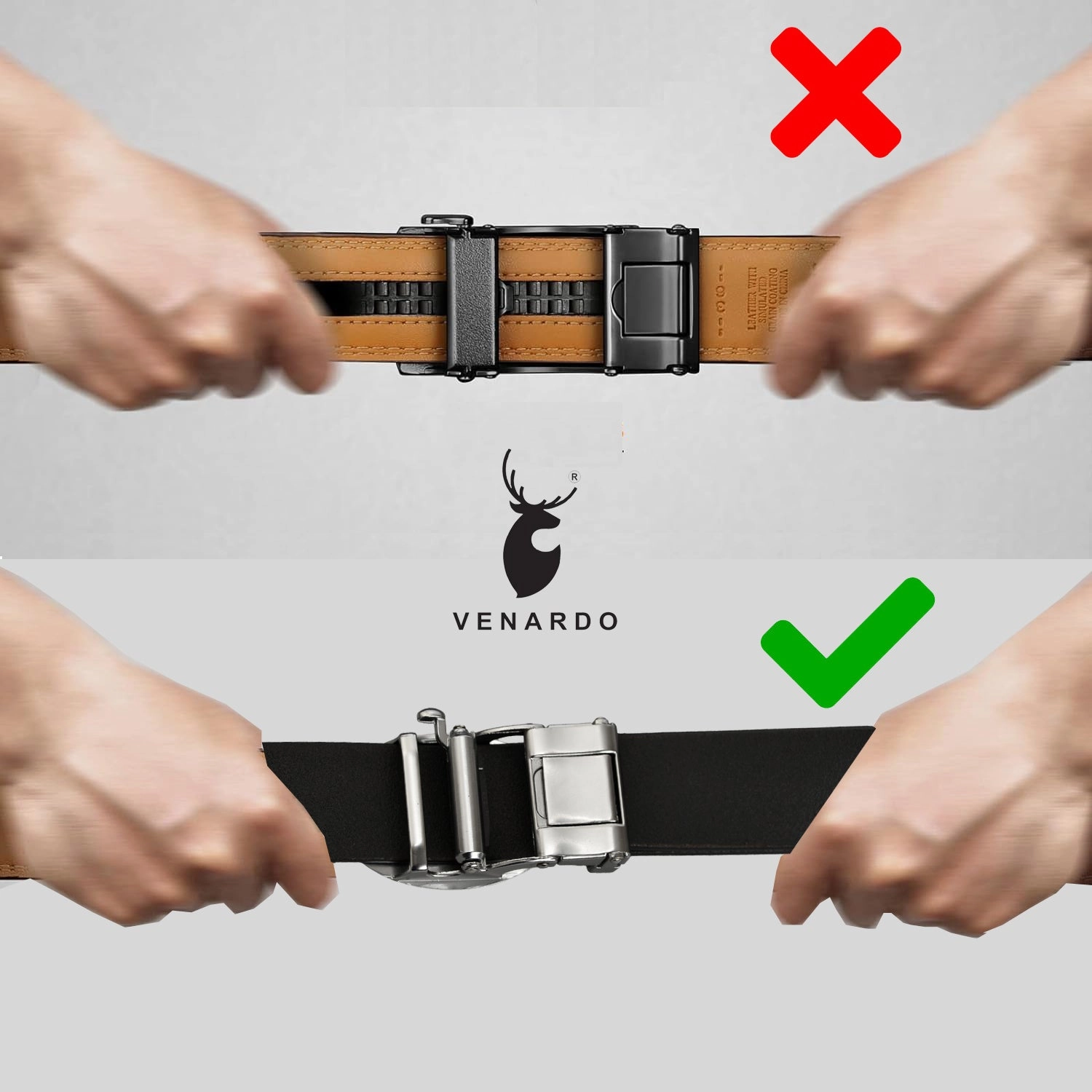 Venardo POPSSY Genuine Leather Autolock Belt for Men - Perfect for Formal and Casual Wear - Adjustable  WITH  FREE CARD HOLDER WALLET