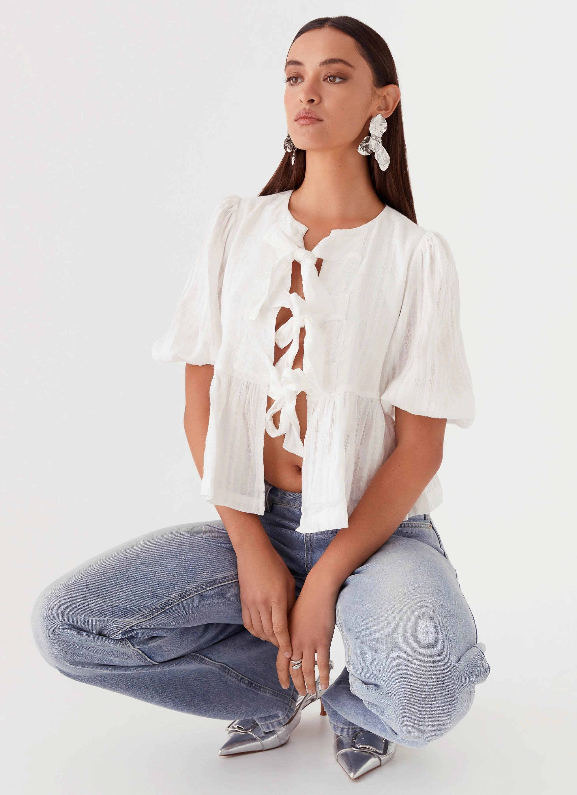 Western Wind Tie Top - White
